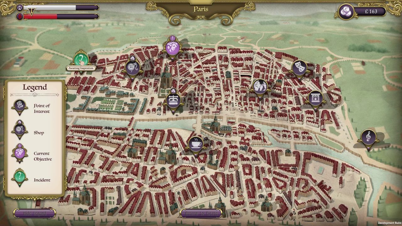 A map of the city of Paris from Ambition: A Minuet in Power.