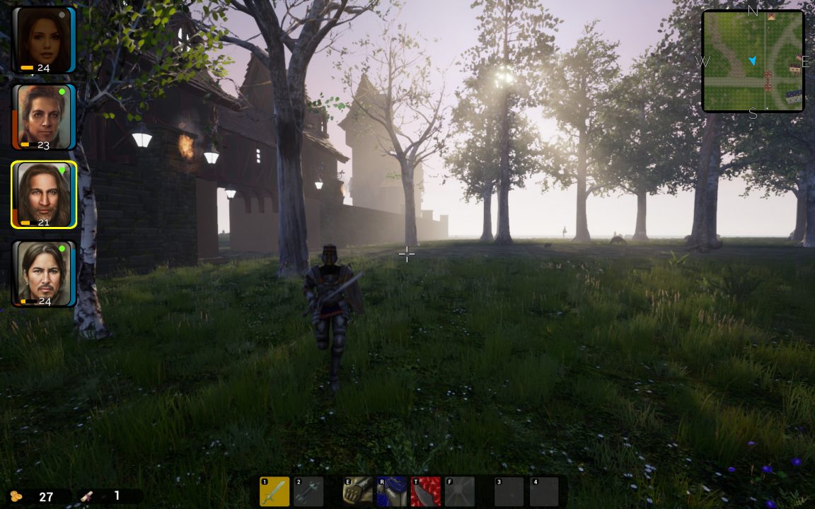 The party embarks on an adventure through a wooded area in Arcante.