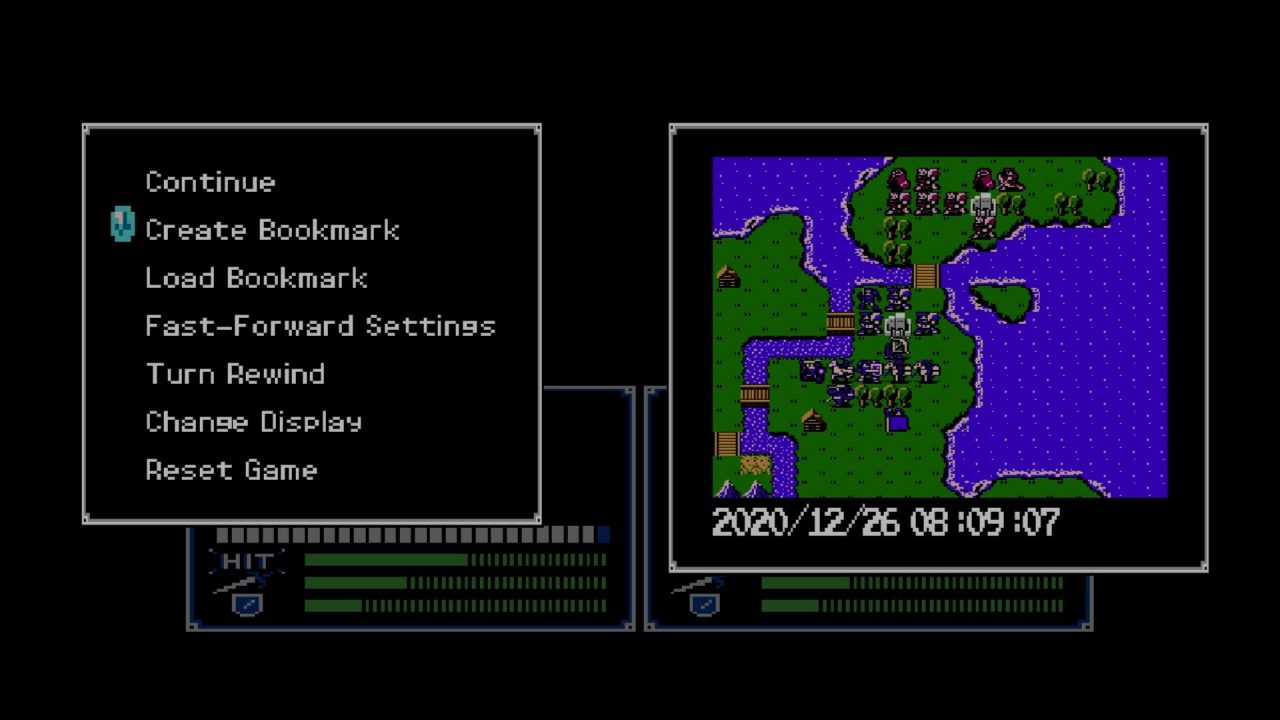A settings menu with bookmark and fast-forward/rewind options to the left of the map screen.