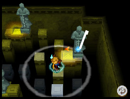 Isaac using Psynergy to move a barrier in Golden Sun.