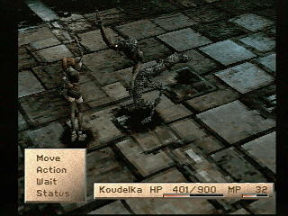 A battle in Koudelka, demonstrating the movement grid.