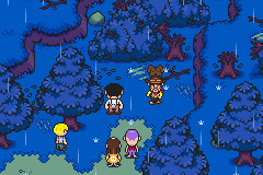 Flint and friends in Murasaki Forest in Mother 3