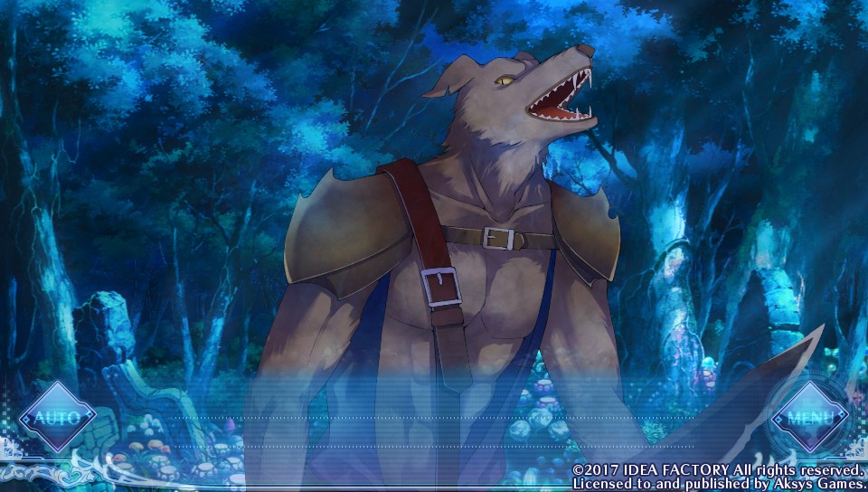 Period: Cube ~Shackles of Amadeus~ screenshot featuring a wolf man howling in the forest, ready for battle.