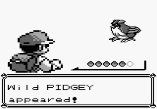 Pokémon Red & Blue screenshot of a trainer encountering a Pidgey