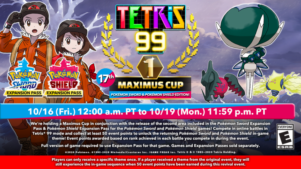 Promotional Ad For Pokemon Sword And Shield Crown Tundra DLC Event in Tetris 99