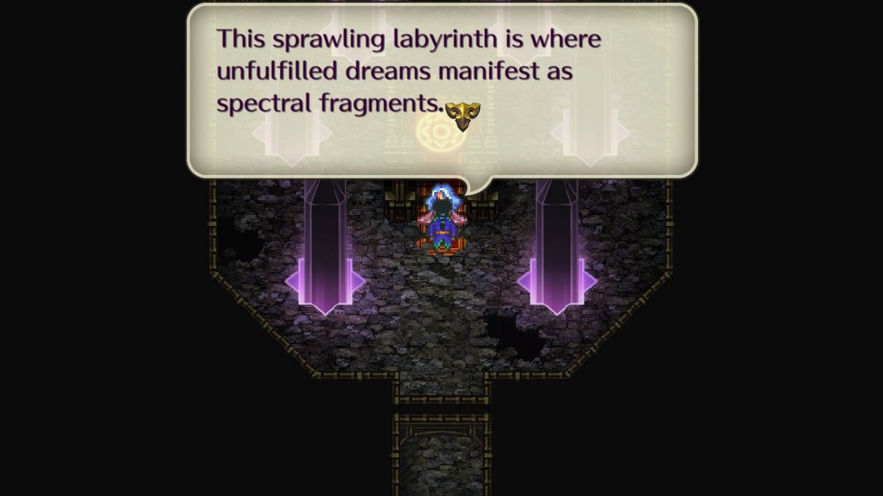 A screenshot in a dark dungeon in Romancing SaGa 3