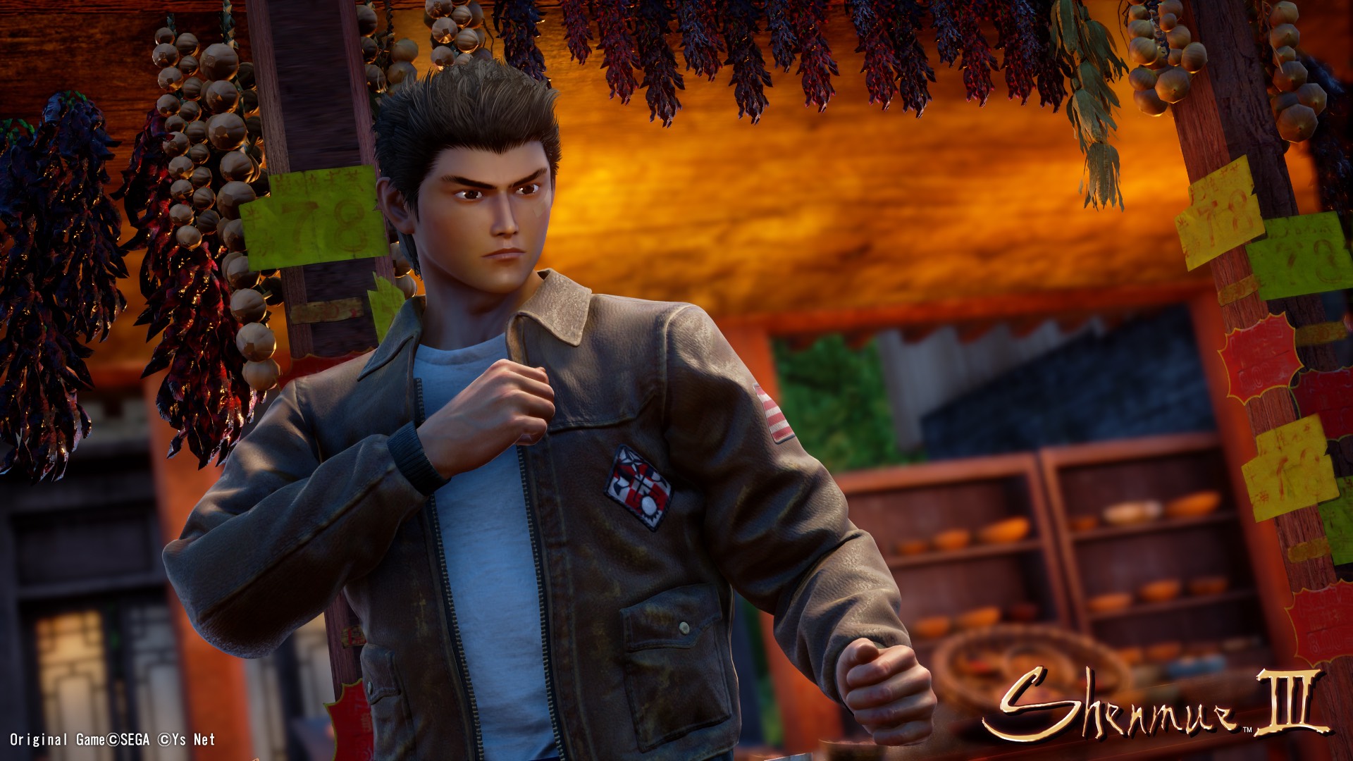 A man stands poised for a brawl in Shenmue III.