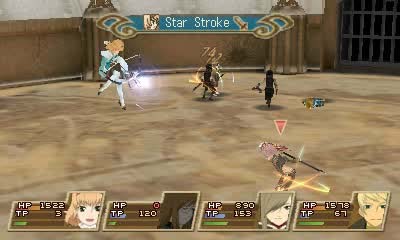 A battle sequence in Tales of the Abyss