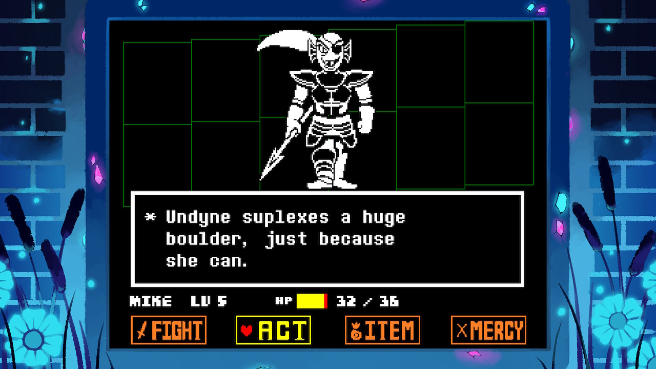 An image from the fight against Undyne in Undertale