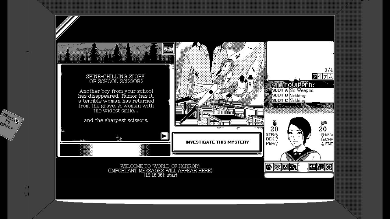 WORLD OF HORROR Screenshot 008