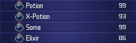 99 Potions, 93 X-Potions, 99 Soma, 86 Elixirs.