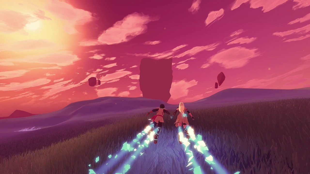 Beneath a purpling sky, two young lovers race across a grassy field in Haven.