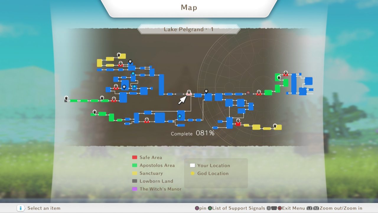 Lost Epic map display showing off Metroidvania-style world map.