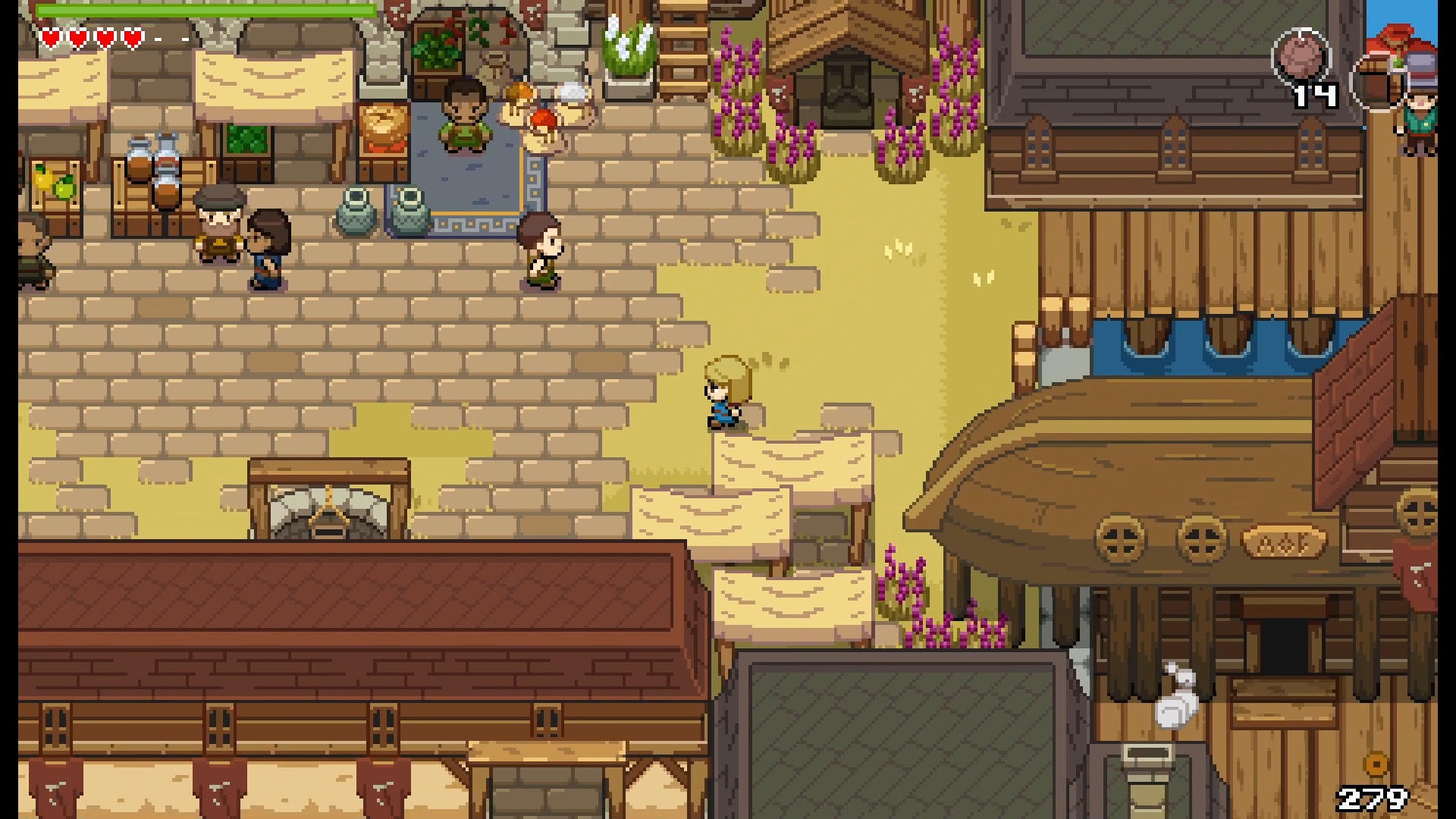Ocean's Heart screenshot of the female protagonist exploring a town market.