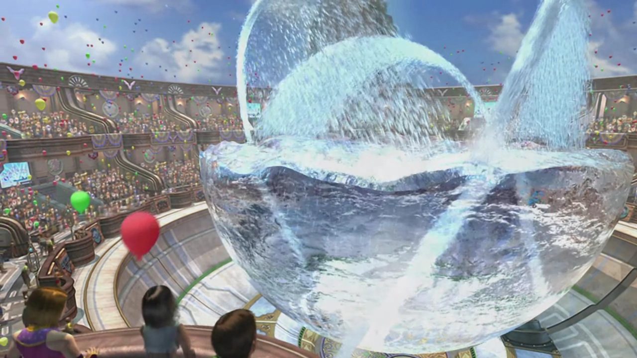 The crowd cheers at a Blitzball match.
