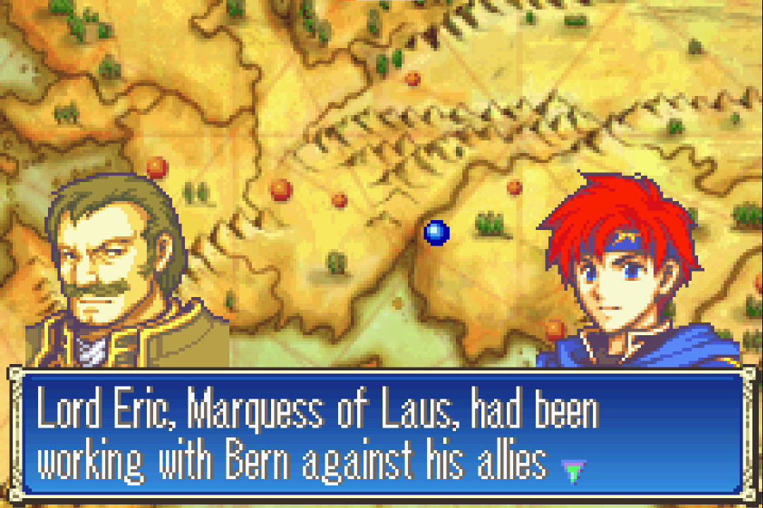 A cutscene in Fire Emblem: The Binding Blade.