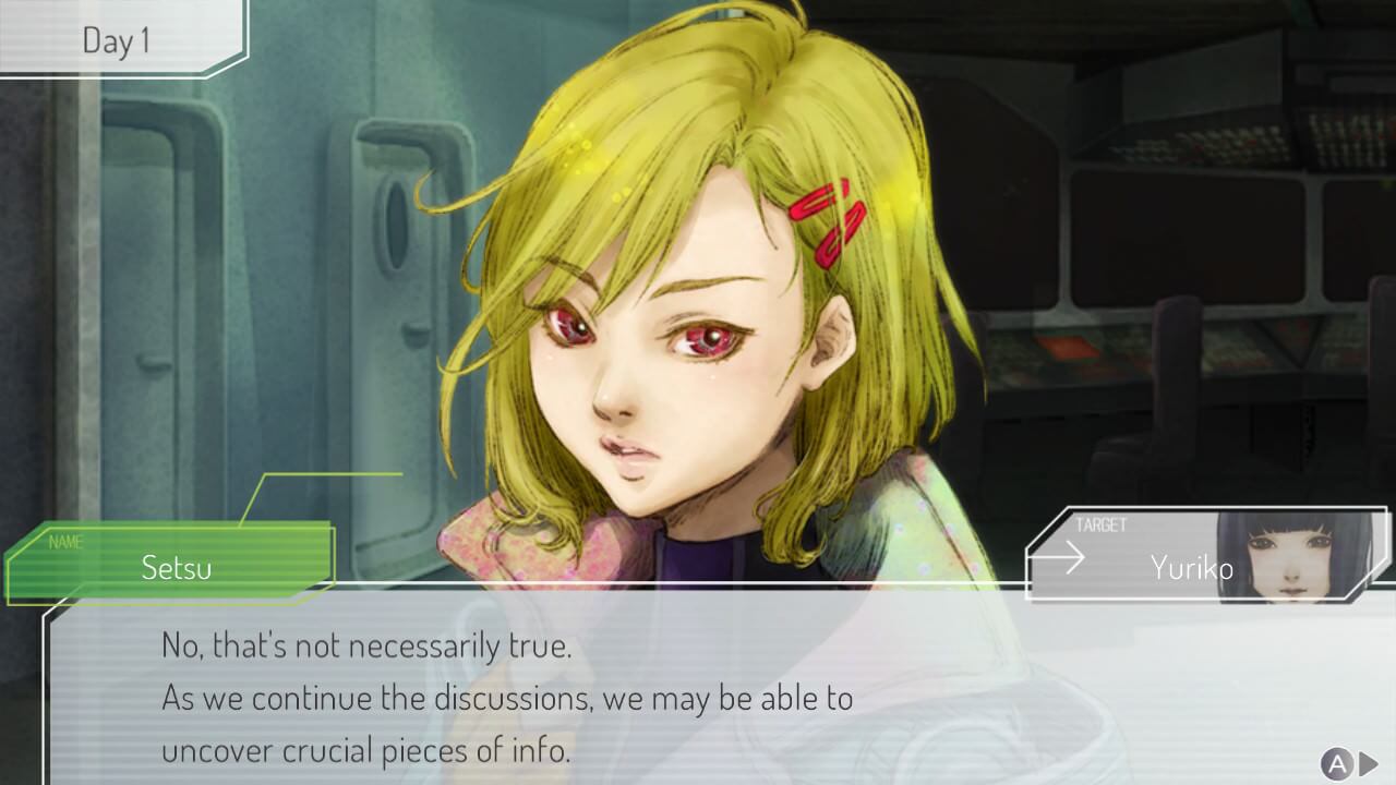 A character speaks to the player in Gnosia.