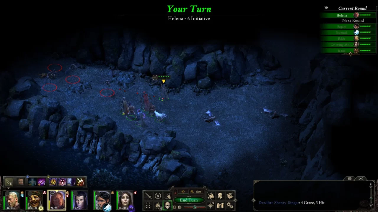 The party tries to surprise some Wyverns at night in combat.