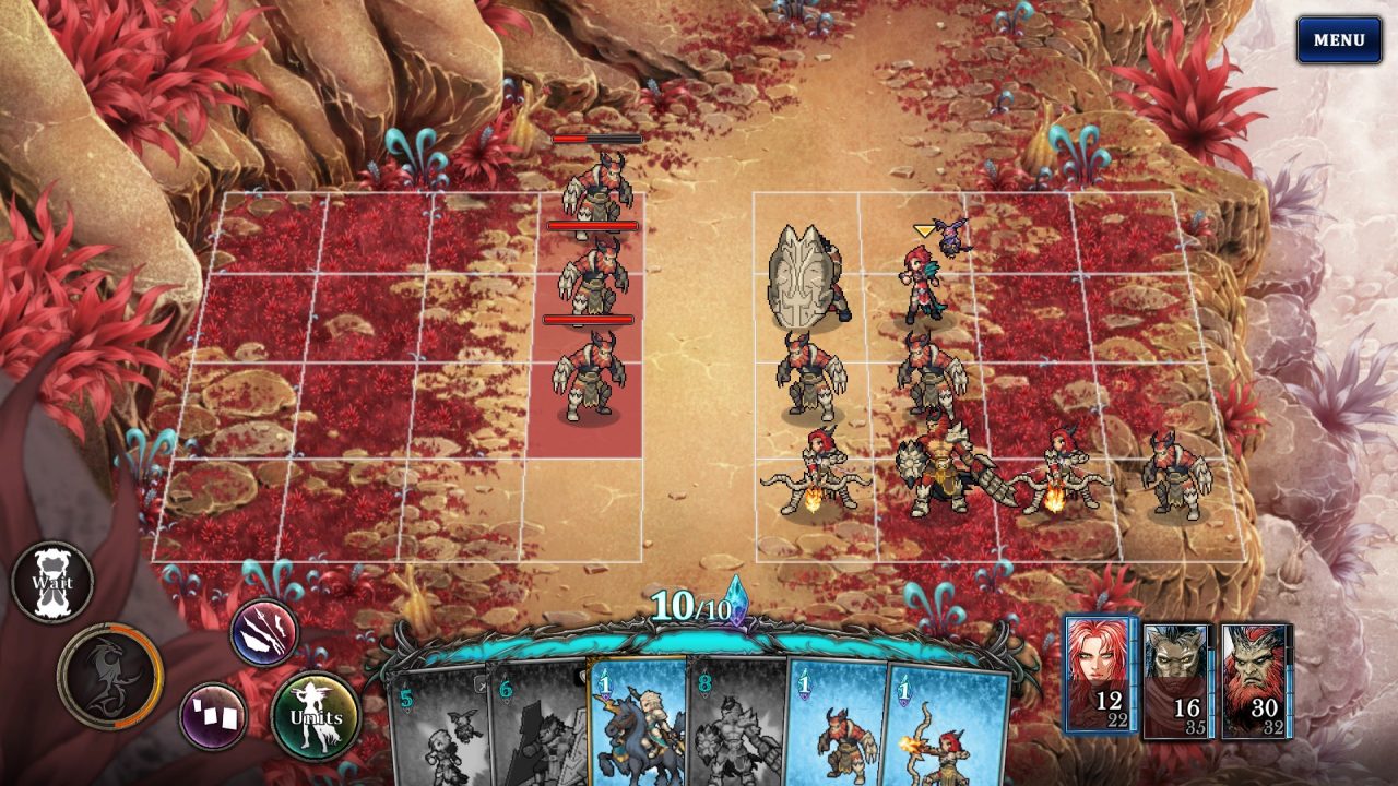 Battle grid: a cliffside with red plantlife.