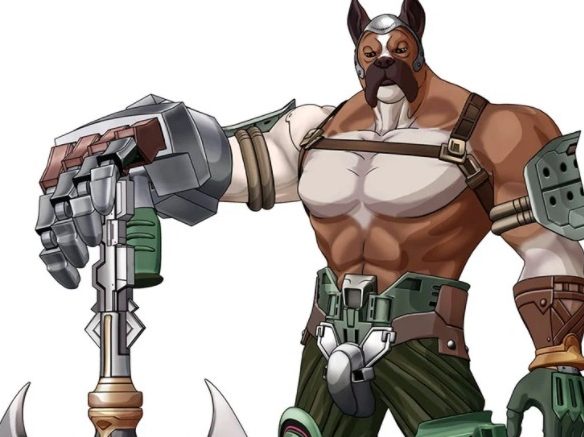 Rogue Galaxy character art: Deego poses with his battle axe