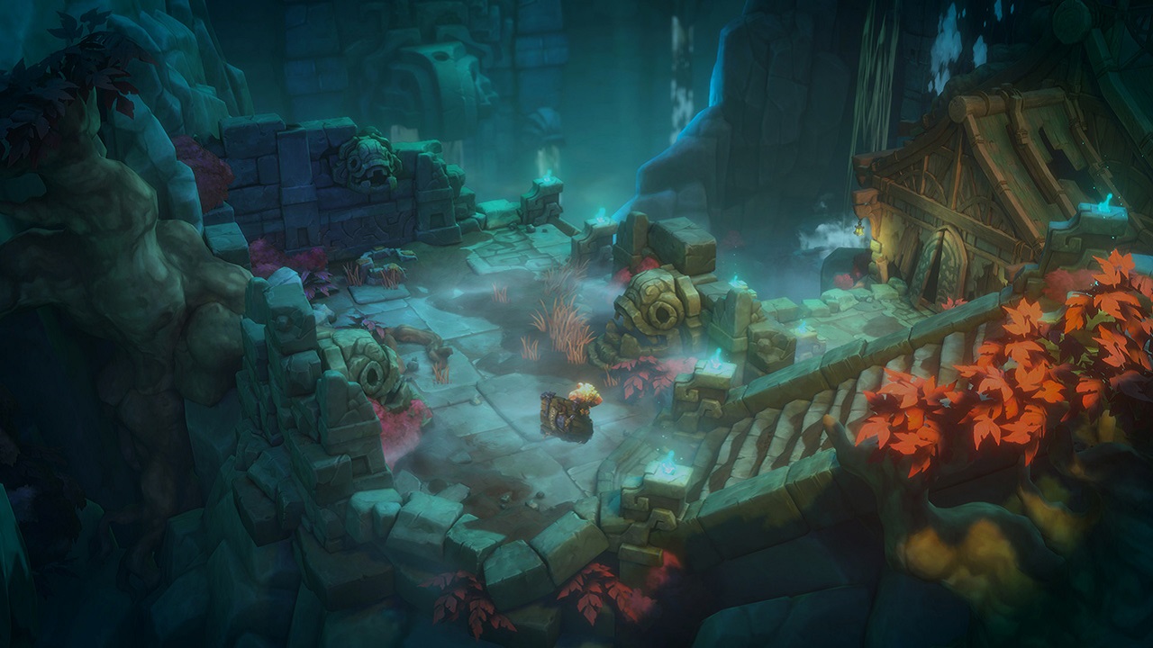 Inside a dungeon in The Ruined King: A League of Legends Story.