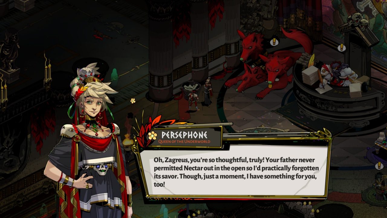 Persephone chatting with her son