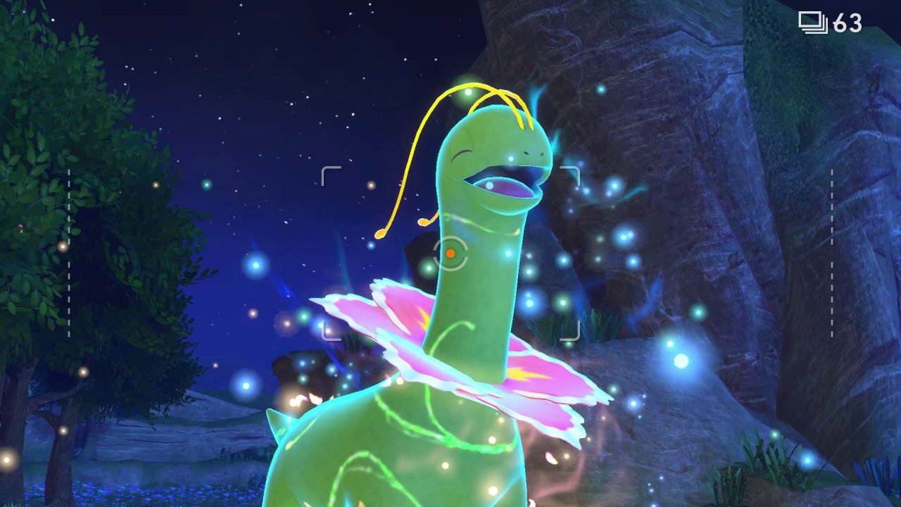 A giant Meganium with glowing patterns on its body, otherwise known as the Illumina Effect