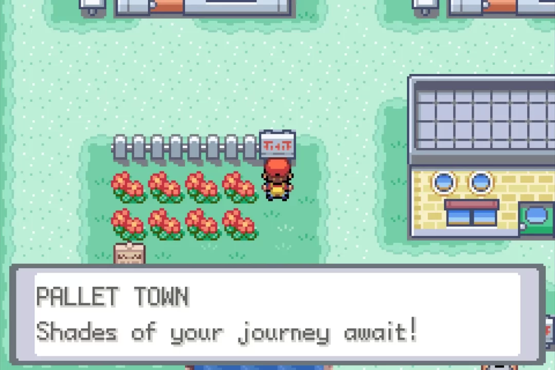Reading the Pallet Town welcome sign in Pokemon FireRed & LeafGreen