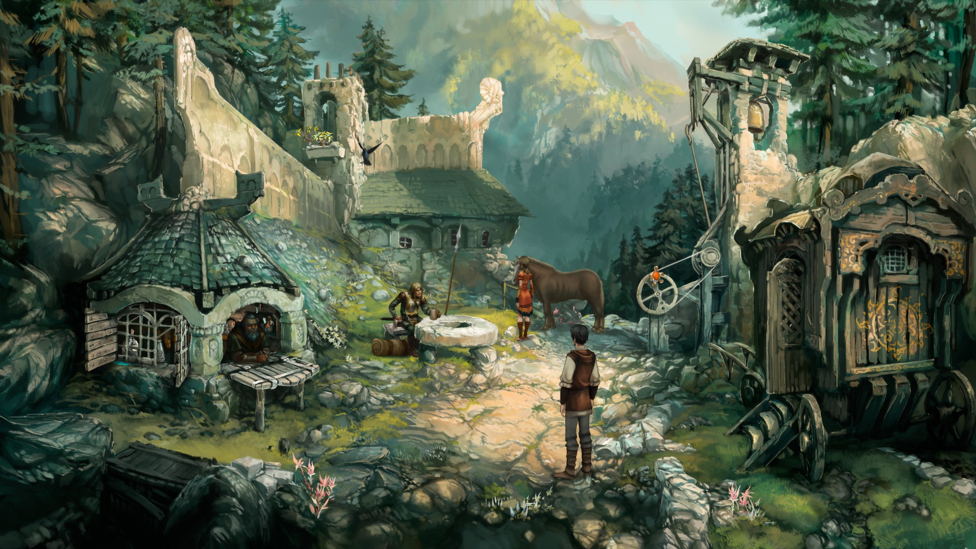 Screenshot from The Dark Eye: Chains of Satinav Featuring A Lushly Hand-painted Town