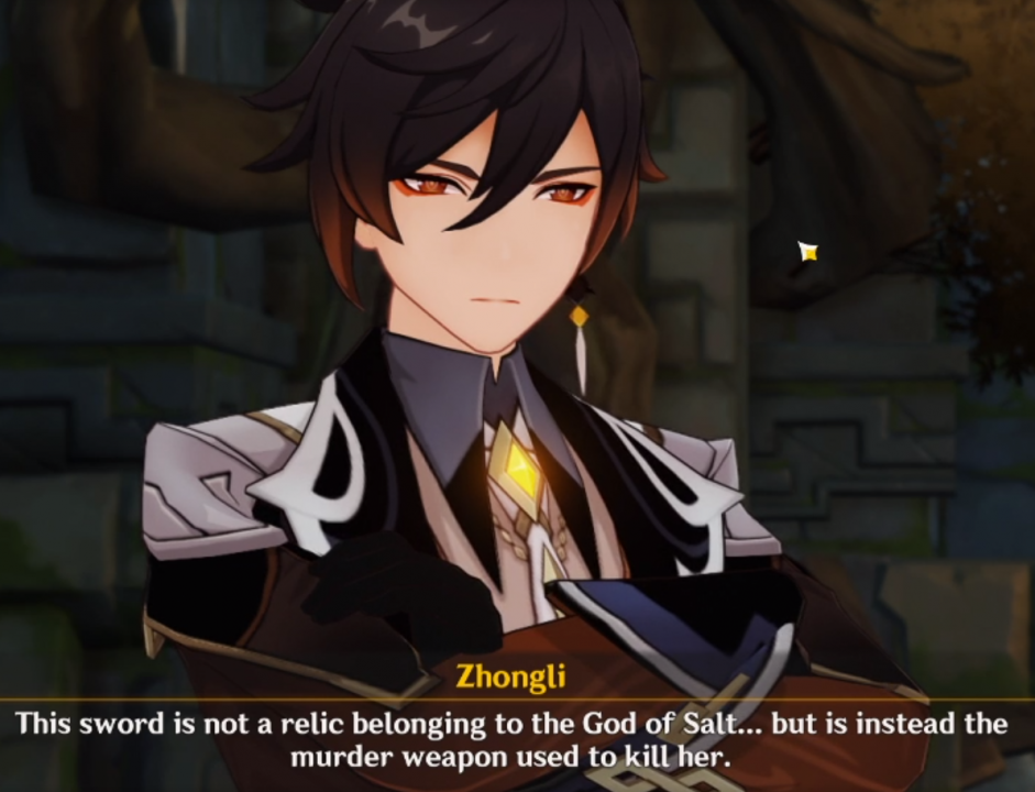 Zhongli reveals what he knows about the Goddess of Salt's murder.