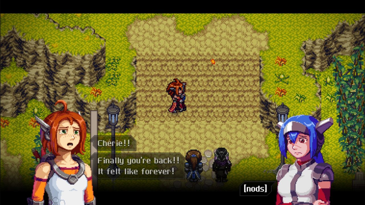 Emilie hugging Lea in CrossCode: A New Home