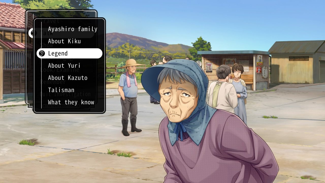 An elderly woman appears before the protagonist in Famicom Detective Club: The Missing Heir with a list of topics for questioning.