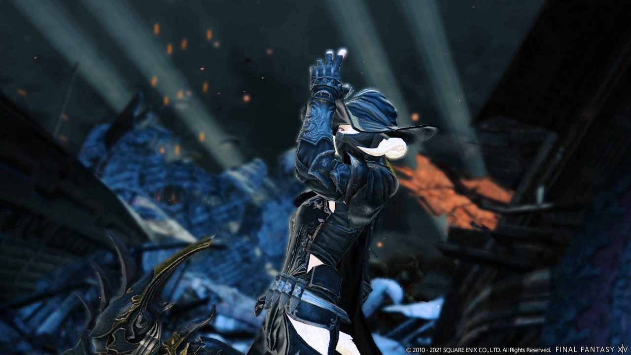 An au ra reaper from Final Fantasy XIV: Endwalker.