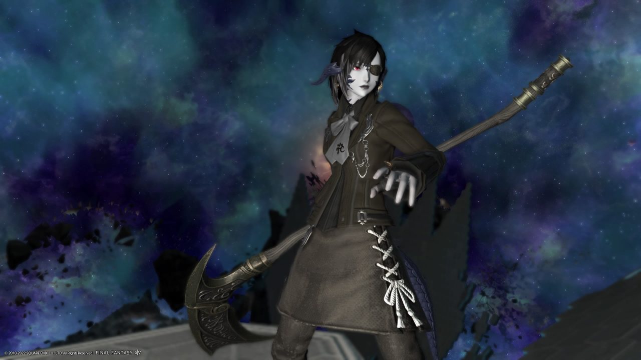 The Warrior of Light wearing Reaper attire.