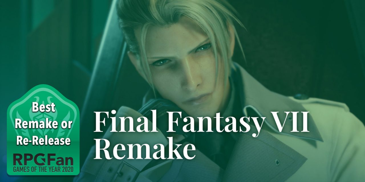 RPGFan Best Remake or Re-Release Banner featuring a thoughtful character from FFVIIR.