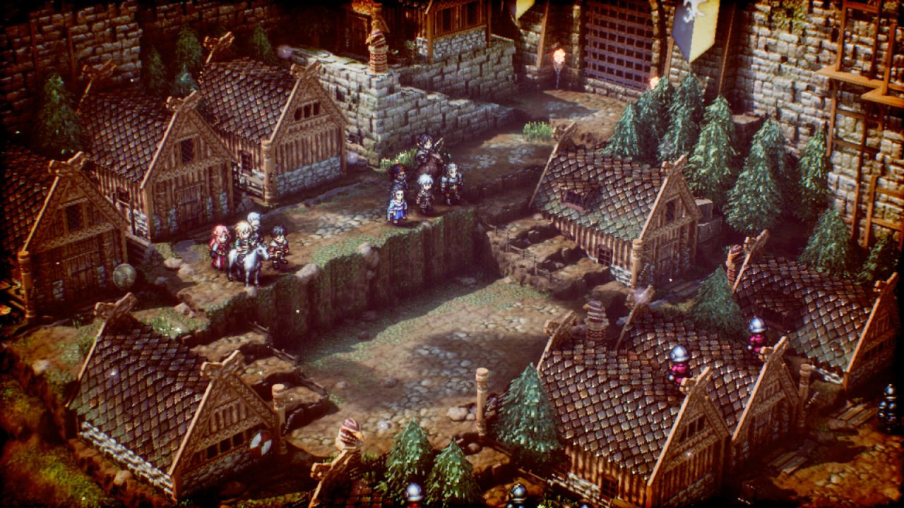 Wolffort demesne with units around in Triangle Strategy.