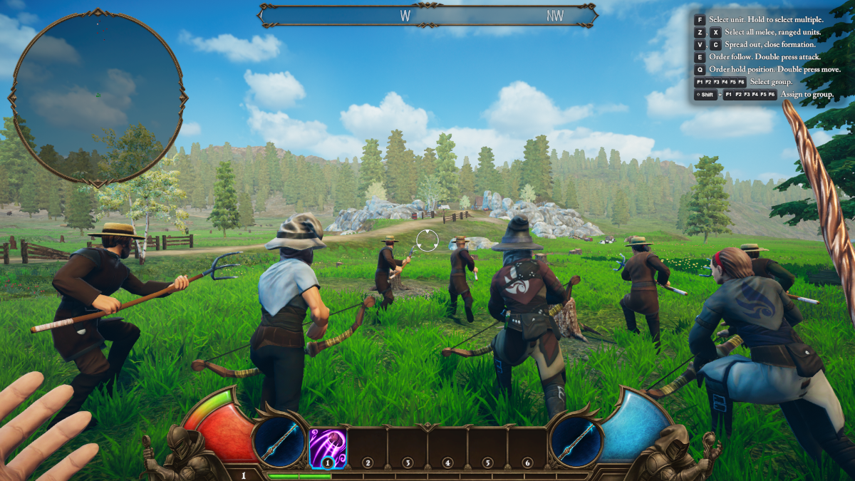 Joining a battle on a grassy field beneath clear, blue skies in Empire of Ember.