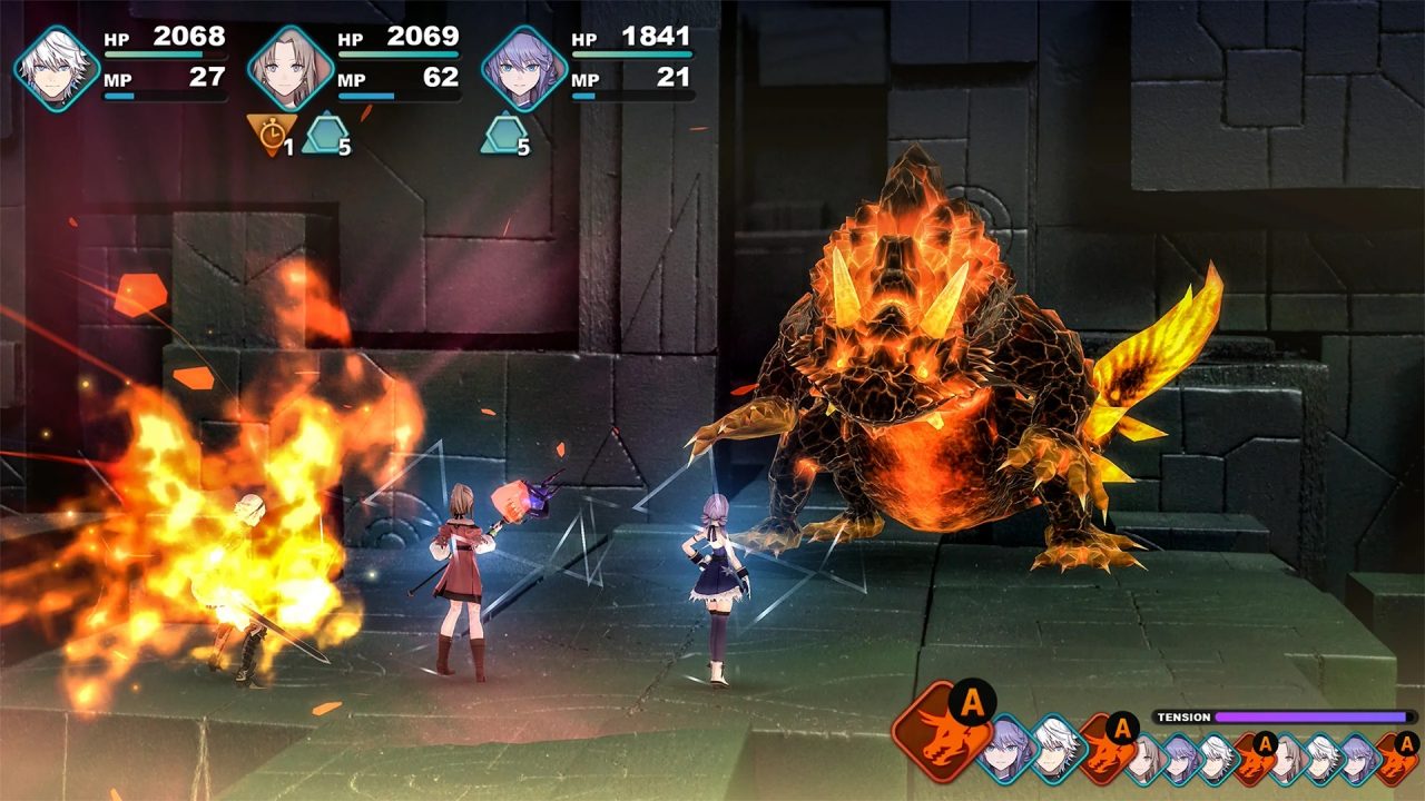 A Battle with a Fire Monster in Fantasian