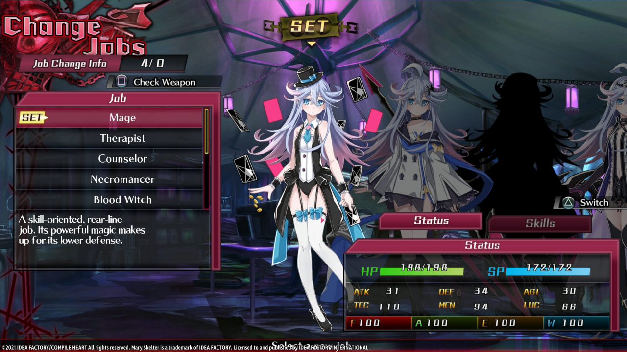 Mary Skelter Finale protagonist Little Mermaid changing classes.