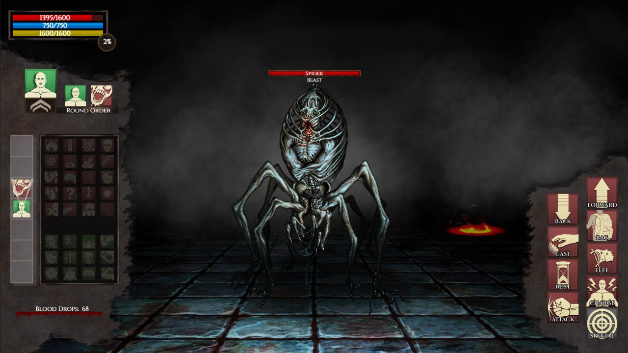 Combat against a skeletal spider in Inferno: Beyond the 7th Circle.