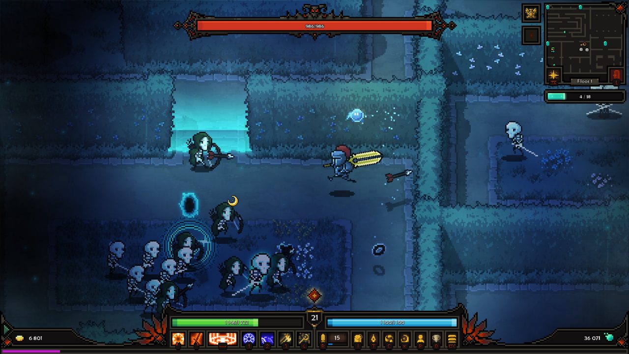Carrying a giant sword toward your archer enemies beneath the waves in The Slormancer.