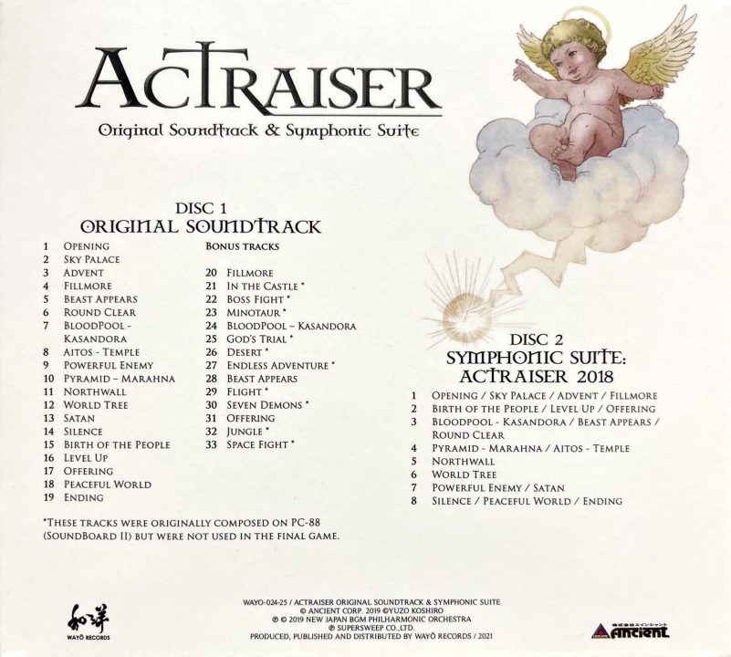 ActRaiser Original Soundtrack Symphonic Suite Back Cover