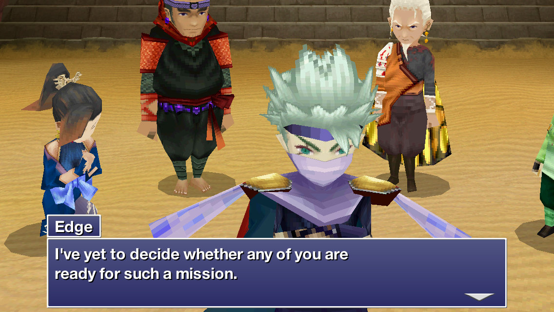 Edge discussing mission tactics with the Eblan Four in Final Fantasy IV: The After Years (2013).