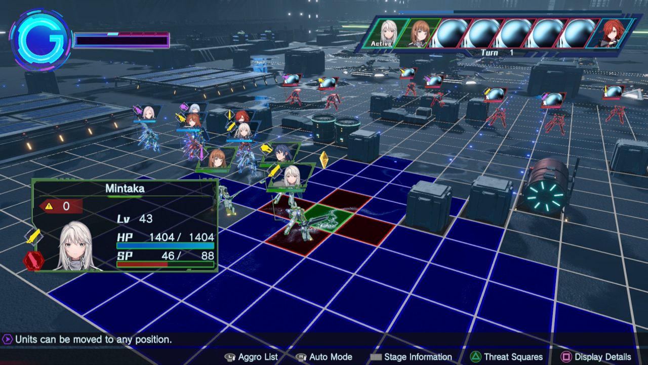 Strategy mecha RPG Relayer battles presented on a 3D grid.