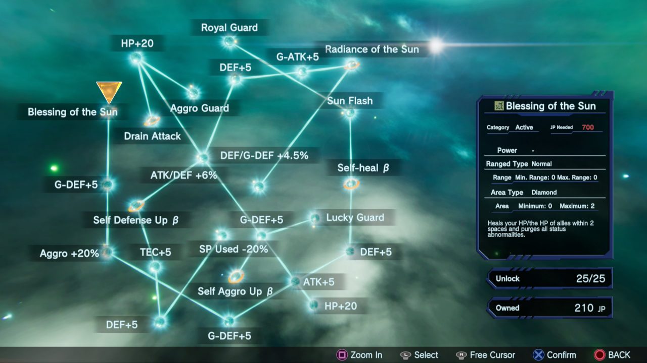 Mecha Strategy RPG Relayer showing Final Fantasy X-like sphere grid system for obtaining new abilities.