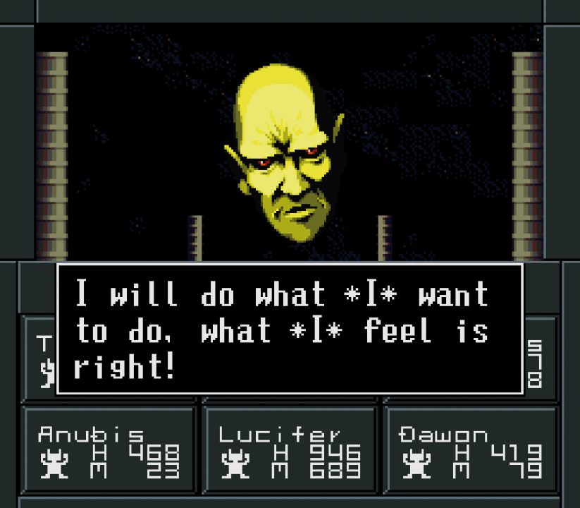 Shin Megami Tensei II Screenshot of YHVH Talking