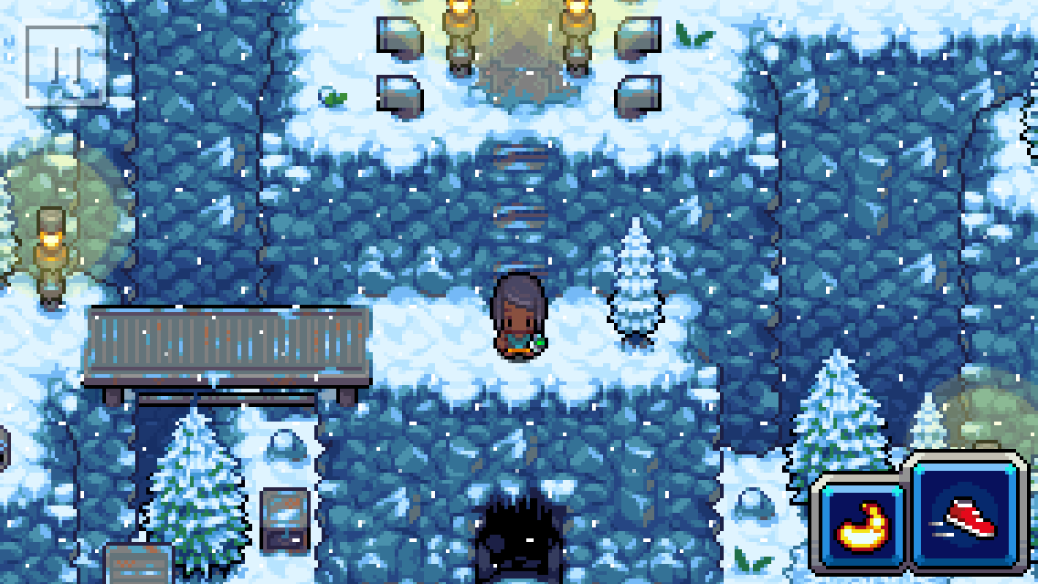 A snowy mountain in Coromon.