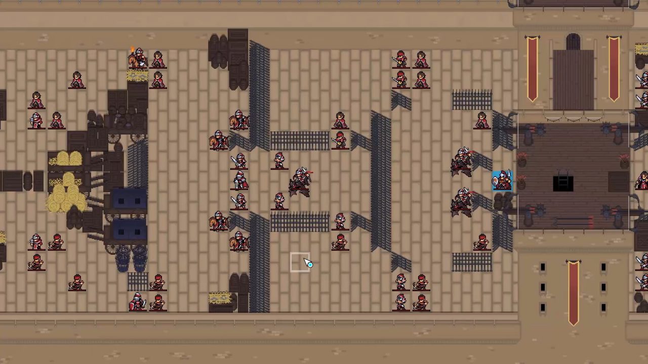 A battle map screenshot with sand-colored bricks and a few buildings.