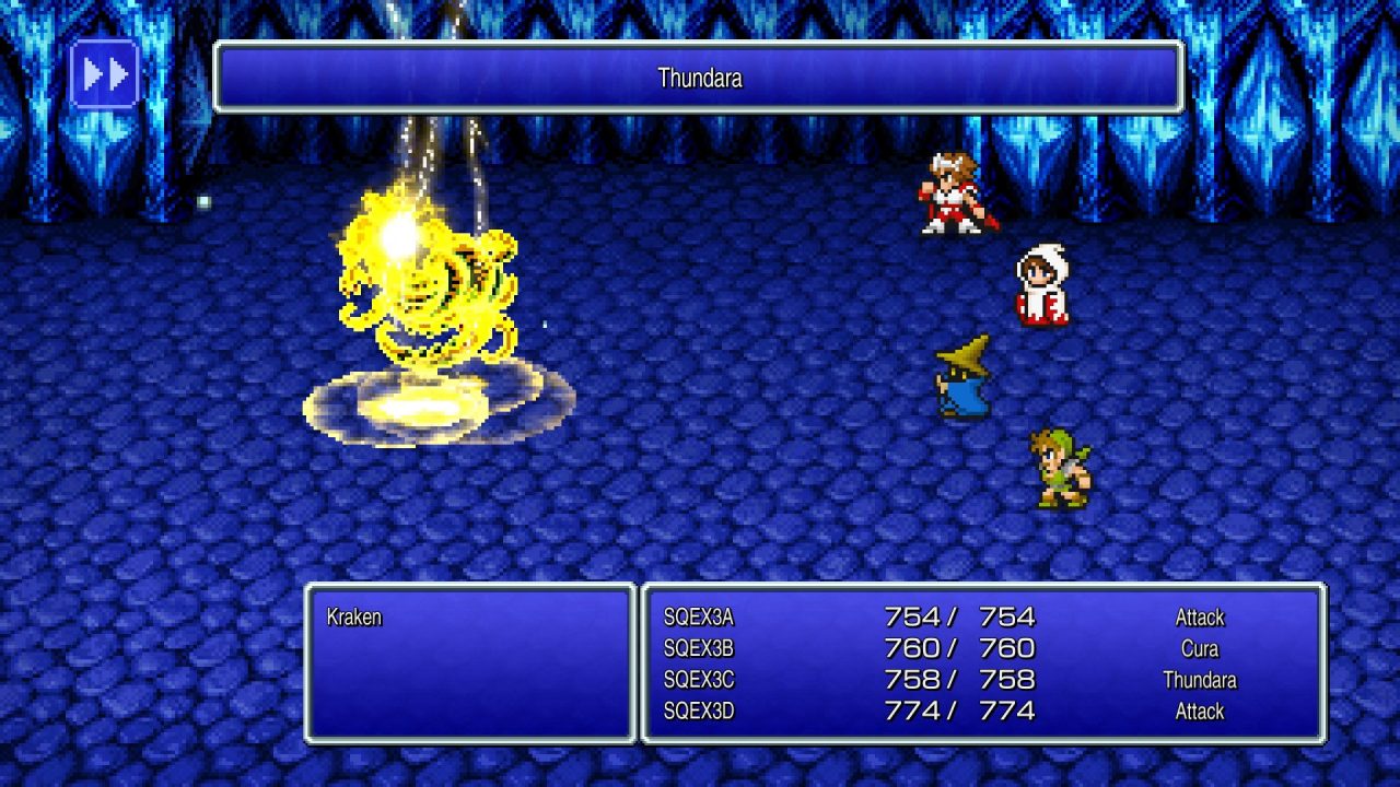 Fighting a monster in Final Fantasy III Pixel Remaster
