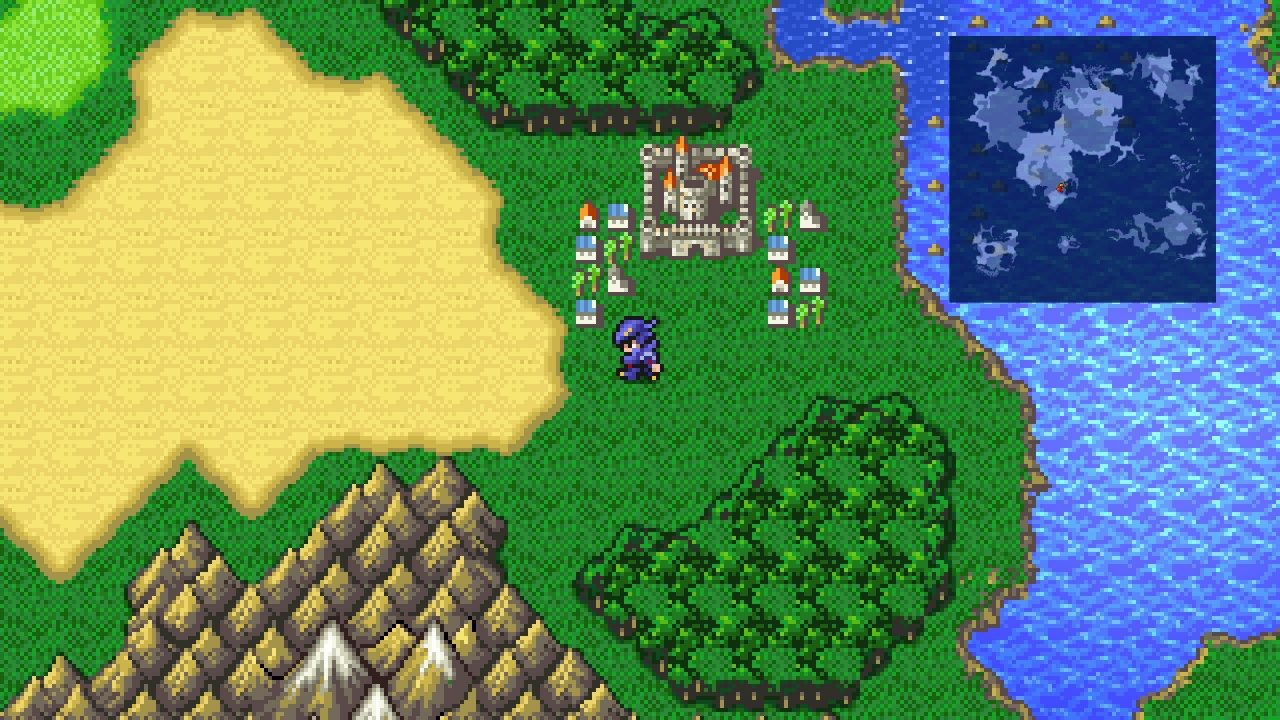 Cecil exploring the world in Final Fantasy IV Pixel Remaster